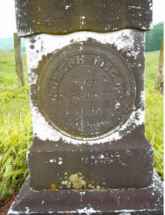 Tombstone of Joseph McCoy who died 1 Nov 1877, age 92. Digital photograph by Carol P. McCoy